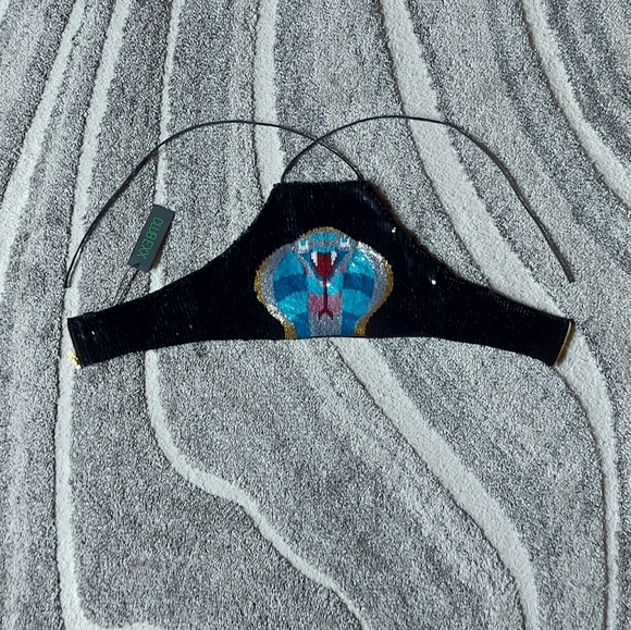 NWT Caspian Cobra Sequin Cropped Halter Top - Picture 4 of 6